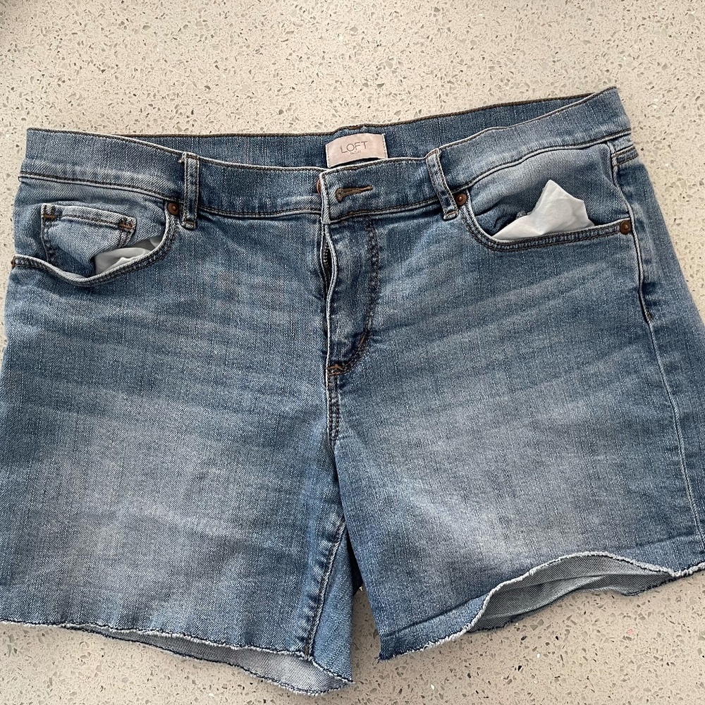 Raw Hem Denim Jean Shorts Distressed LOFT - 10